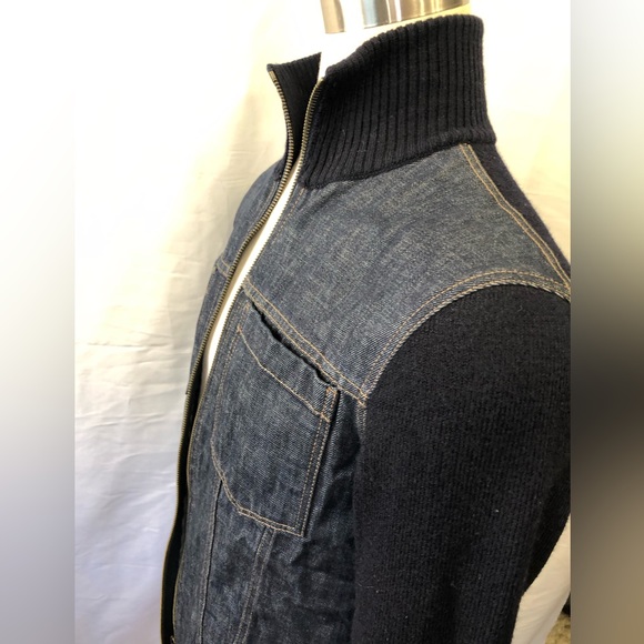 Vintage Prada Sport Navy denim sweater hybrid jacket sz 50 - Picture 7 of 16